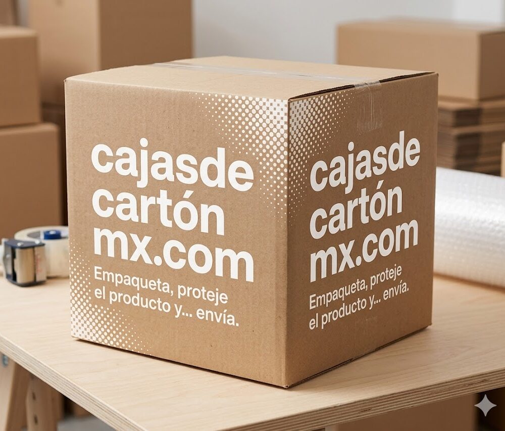 Caja de cartón con estampado. De 12 x 12 x 12 pulgadas